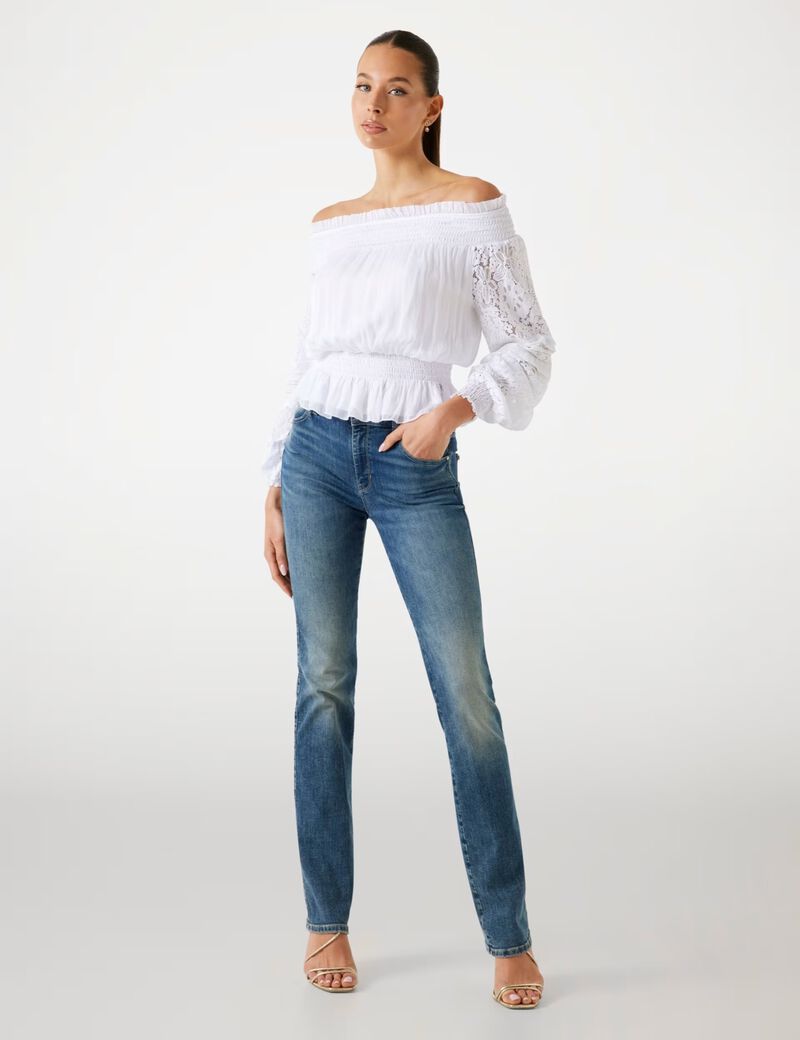 Silk-blend off-shoulder top
