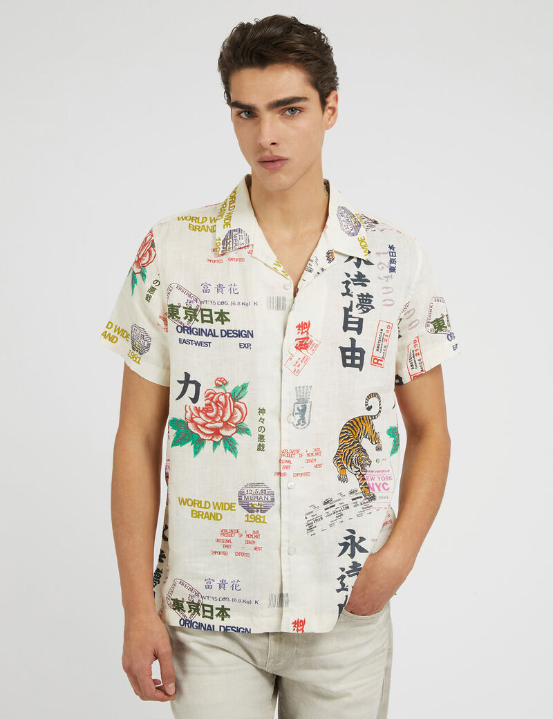 All over print linen shirt