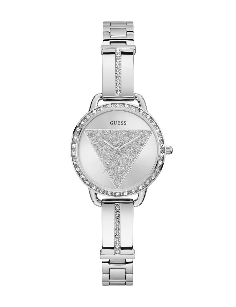 guess ladies silver tone analog watch