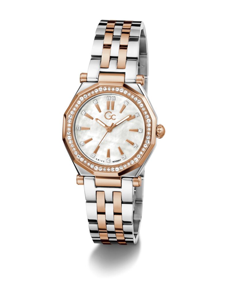 Gc Specials Women S 763 Mvmt White Dail 10 Amt Silver Rose Gold Stainless Steel Brct