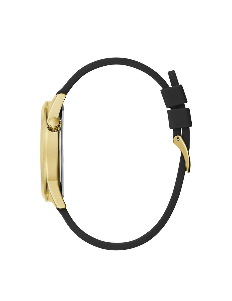 ساعة تناظرية باللونَين الذهبي والأسود