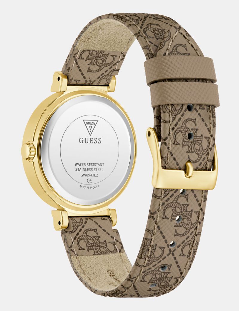 Ladies Beige Gold Tone Analog Watch