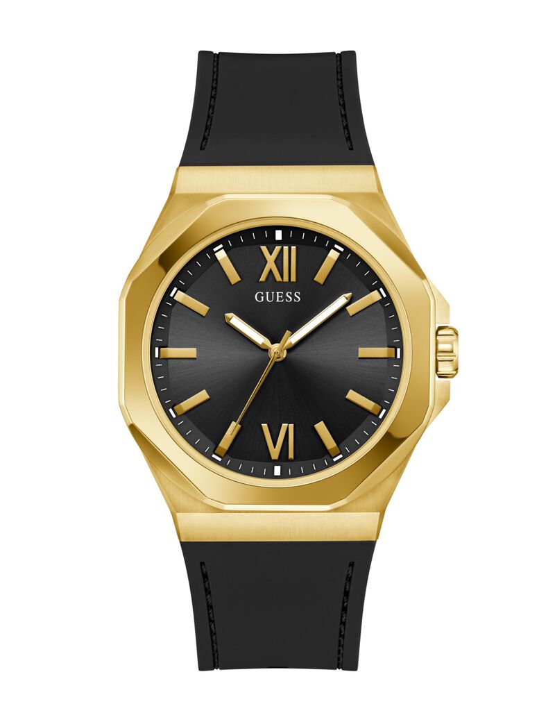 Mens Black Gold Tone Analog Watch
