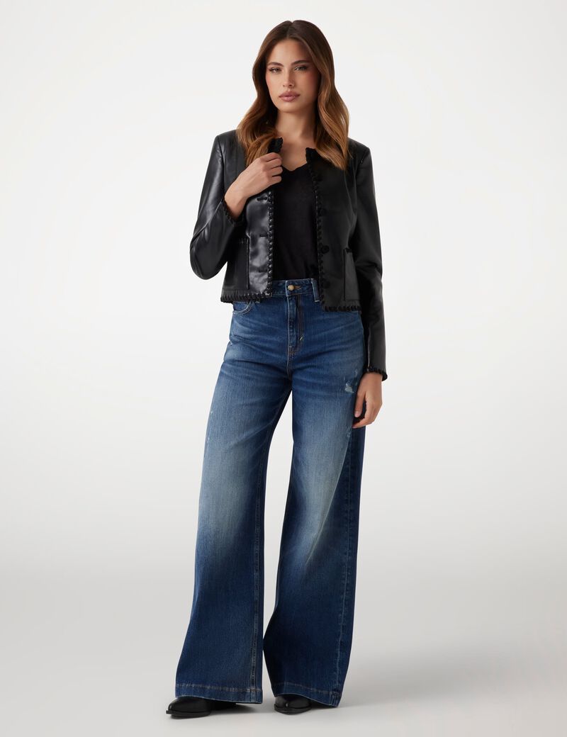 Faux Saffiano leather jacket