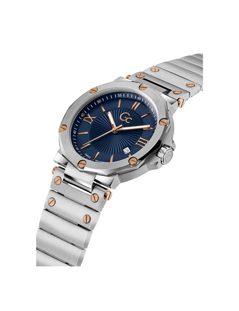 ساعة يد نسائية باللونين الفضي والأزرق Gc