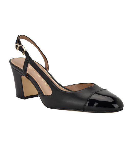 Slingback Cap Toe Block Heel Pumps