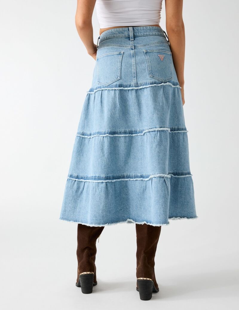 guess rori denim midi skirt