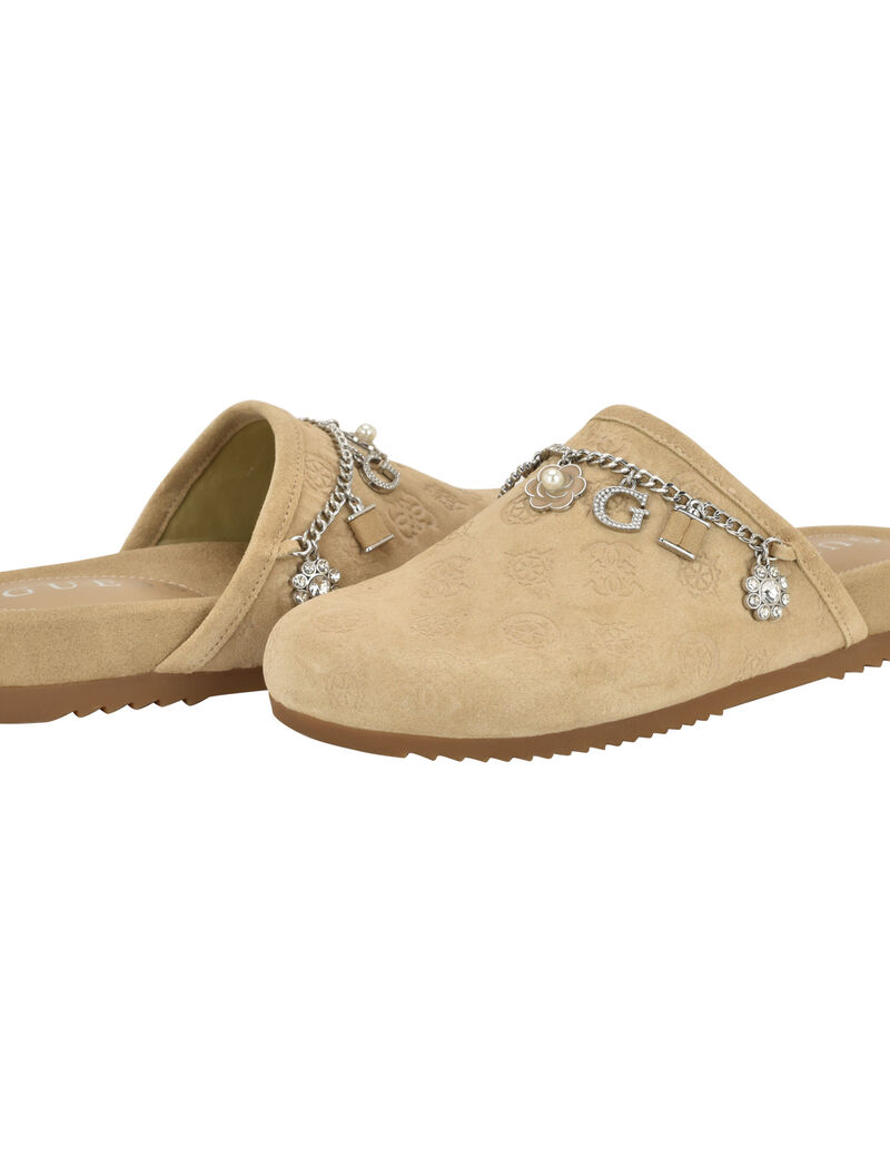 Gavyn suede slip on mule with charm detailing