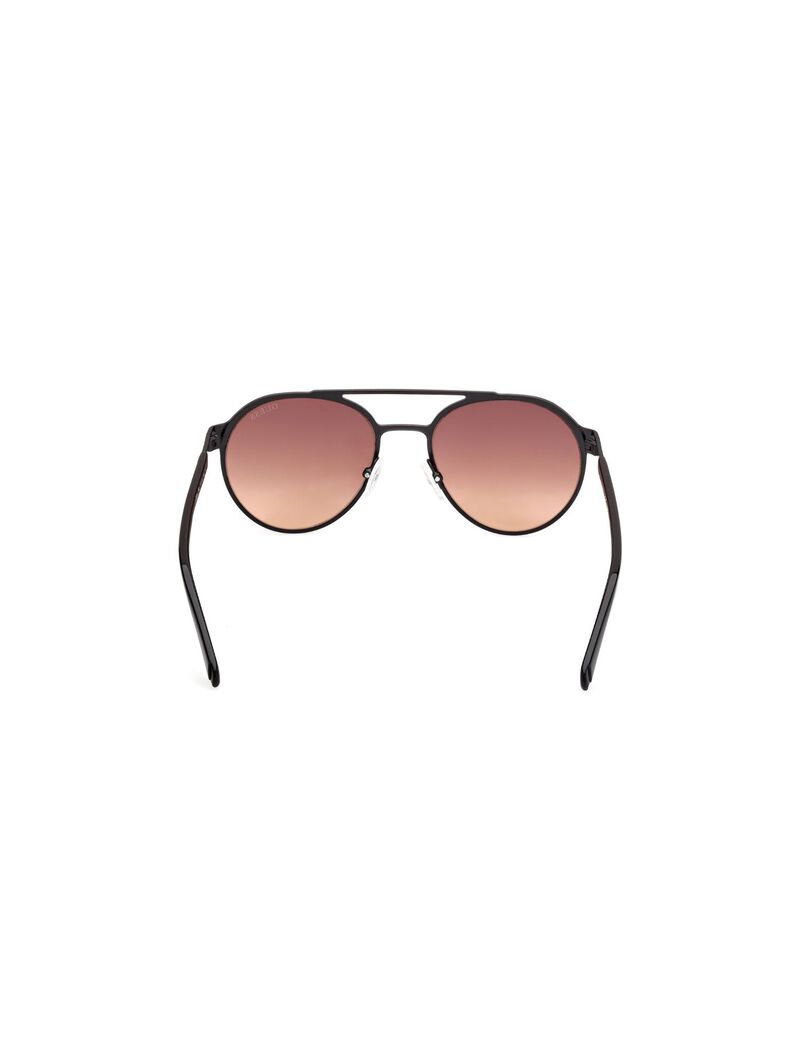 Round matte black gradient smoke sunglasses