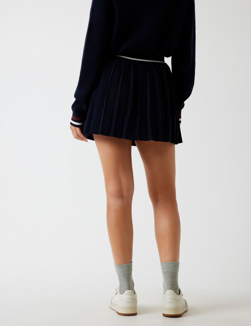 Wool-blend pleated mini skirt