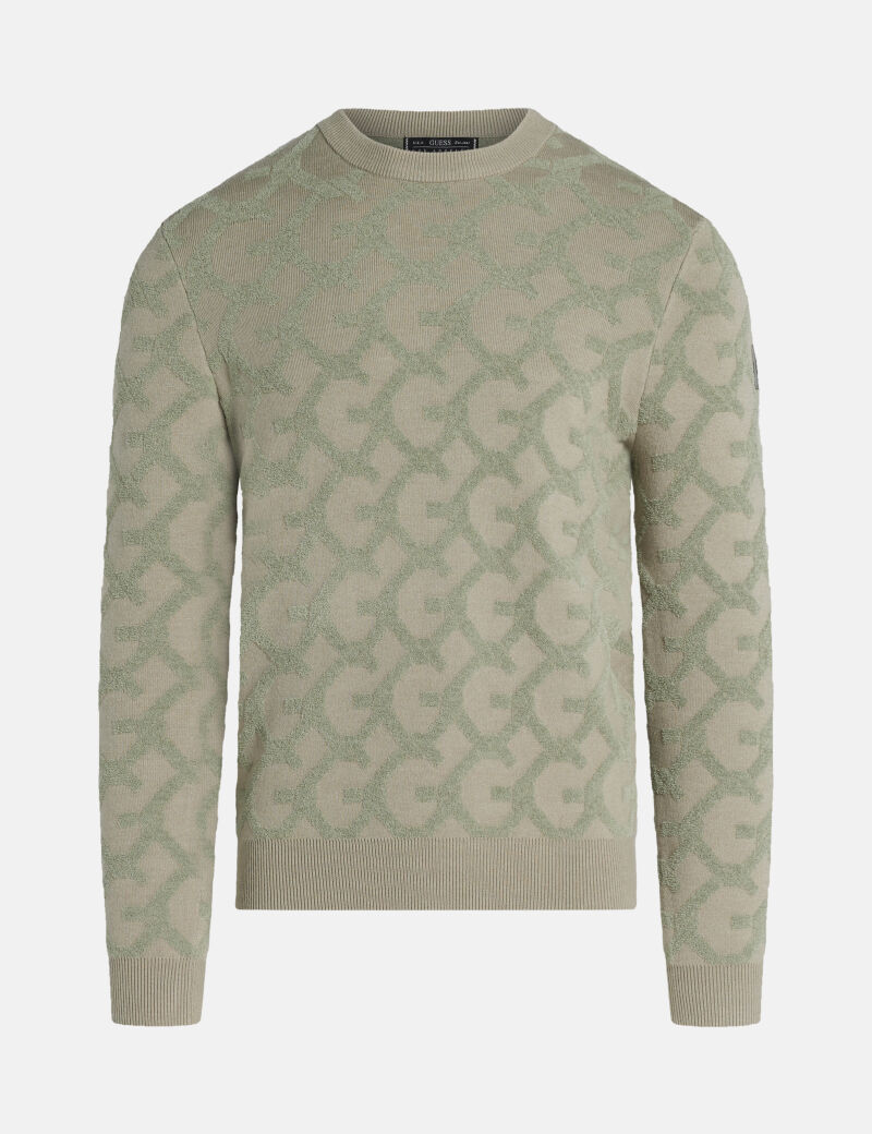 Embossed jacquard logo sweater