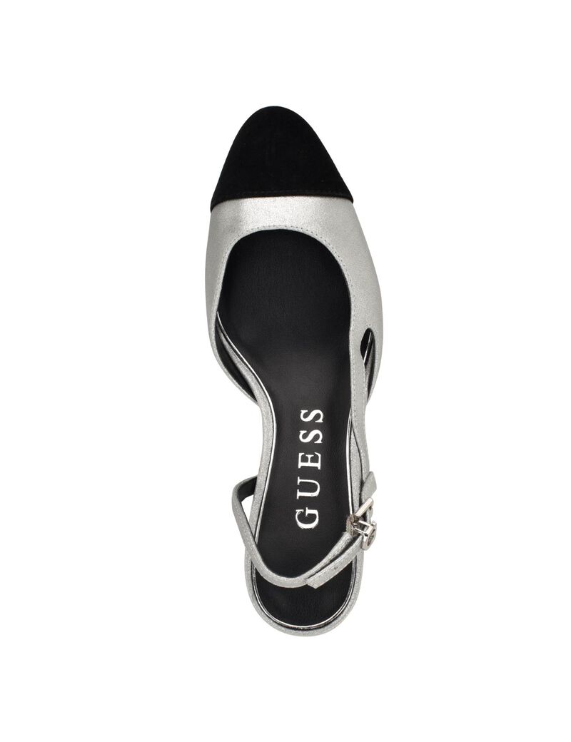 Slingback Cap Toe Block Heel Pumps