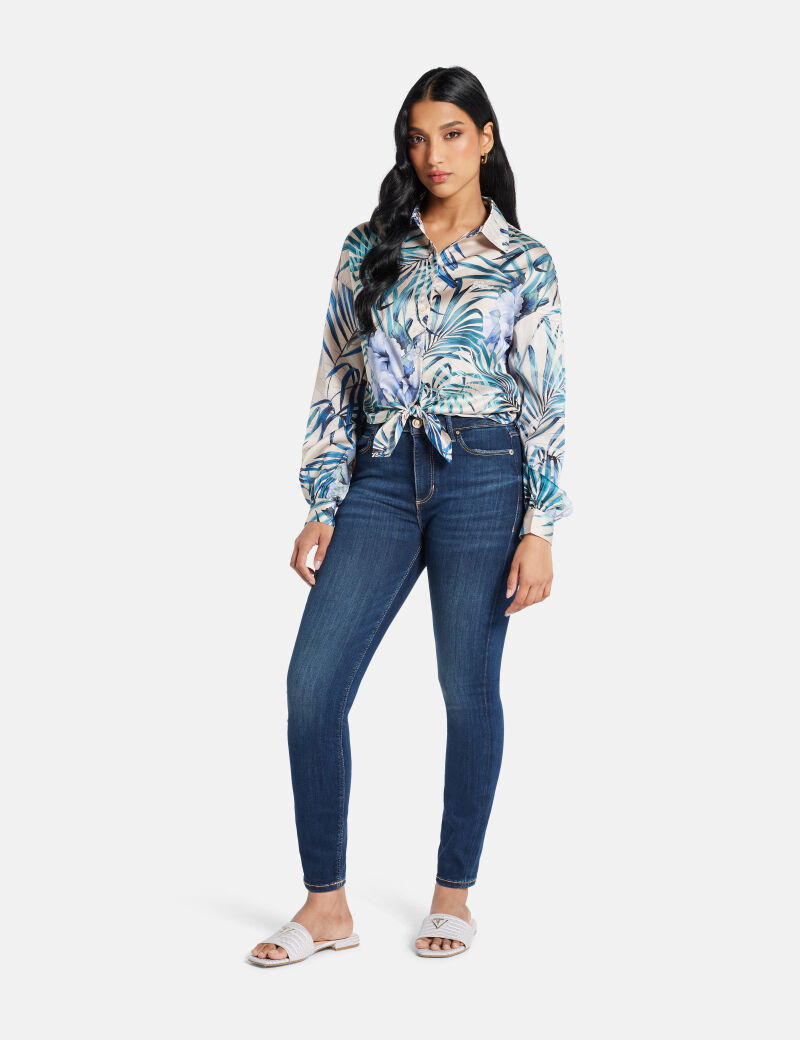 Cropped satin shirt