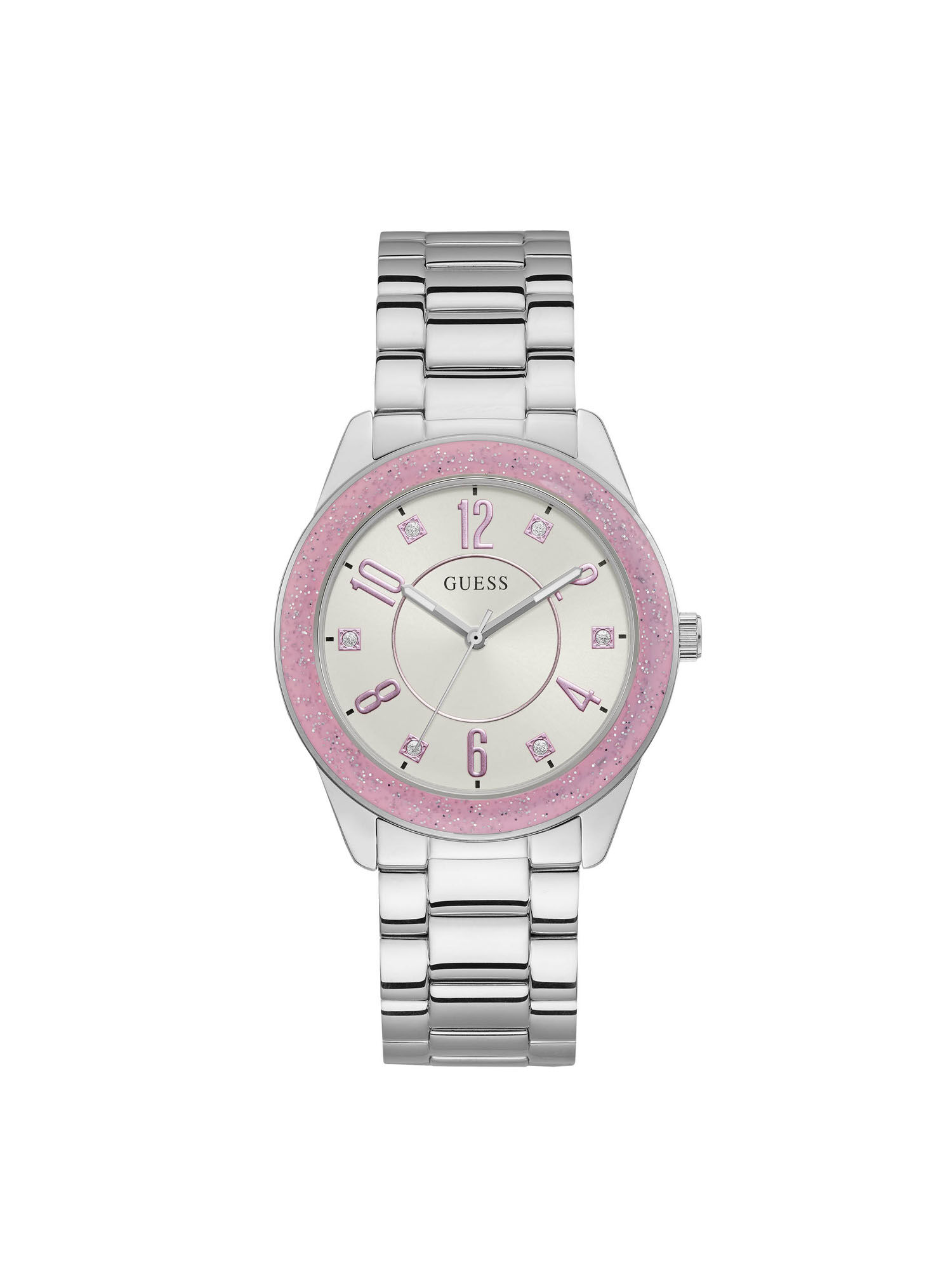Silver fossil watch with pink face sales