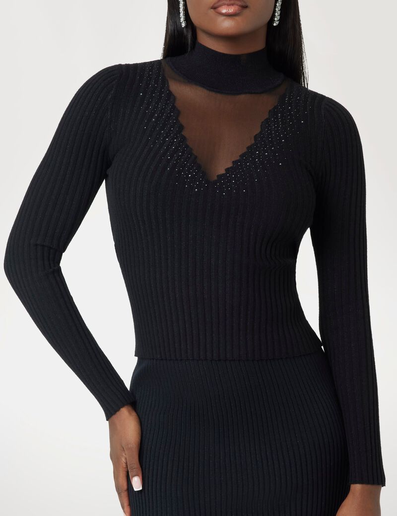 Ribbed rhinestone sweater
