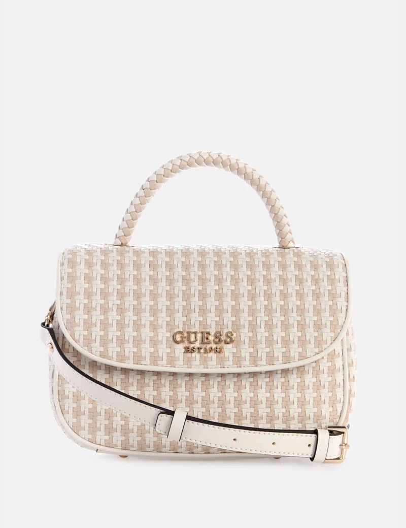 guess mirema woven mini handbag