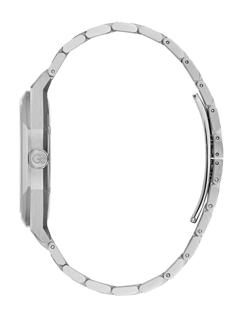 guess gw coussin sleek slv cs grn dl 42mm qtz slv ss brct fw23