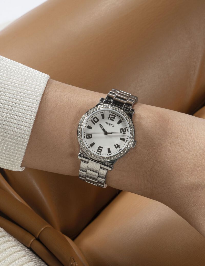 Analogue watch with crystal appliqu&eacute; detailing