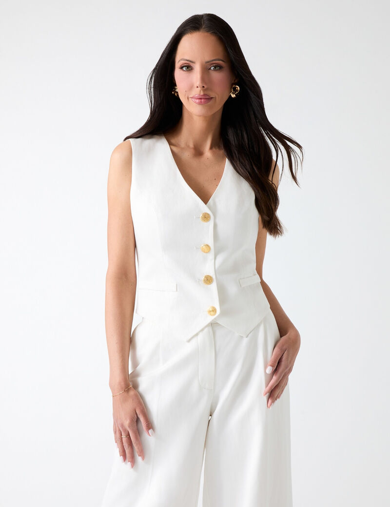 guess marciano linen blend vest