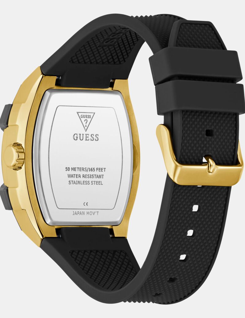 Mens Black Gold Tone Multi-function Watch