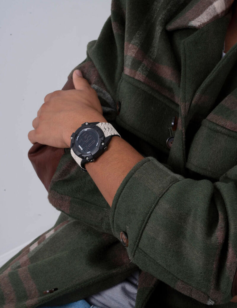Beige And Black Digital Watch
