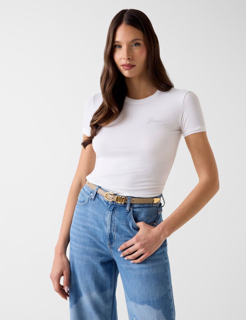 guess rhinestones logo t shirt