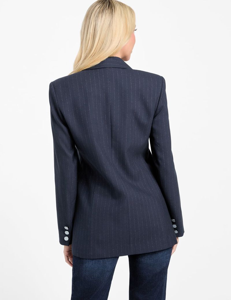 Pinstriped double-breasted blazer