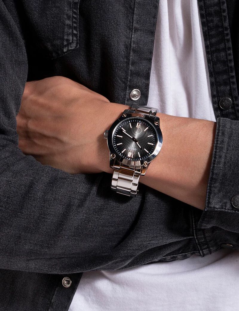 Mens Silver Tone Analog Watch