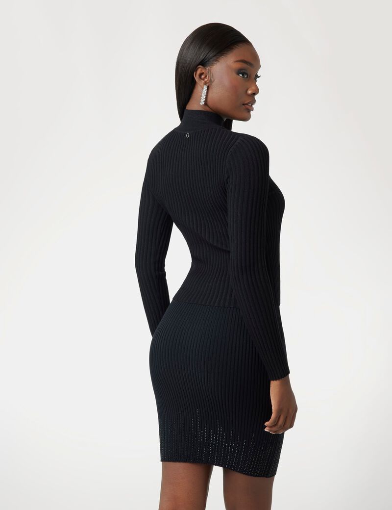 Ribbed rhinestone sweater