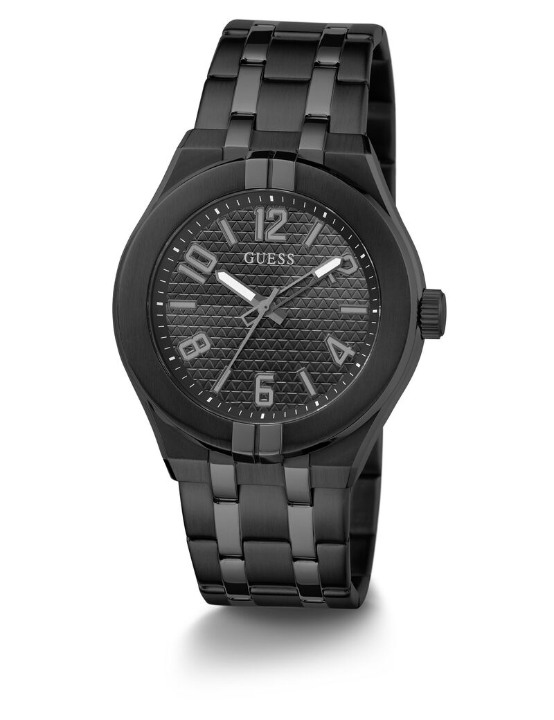 Black Quartz Analog Stainless Steel Watch