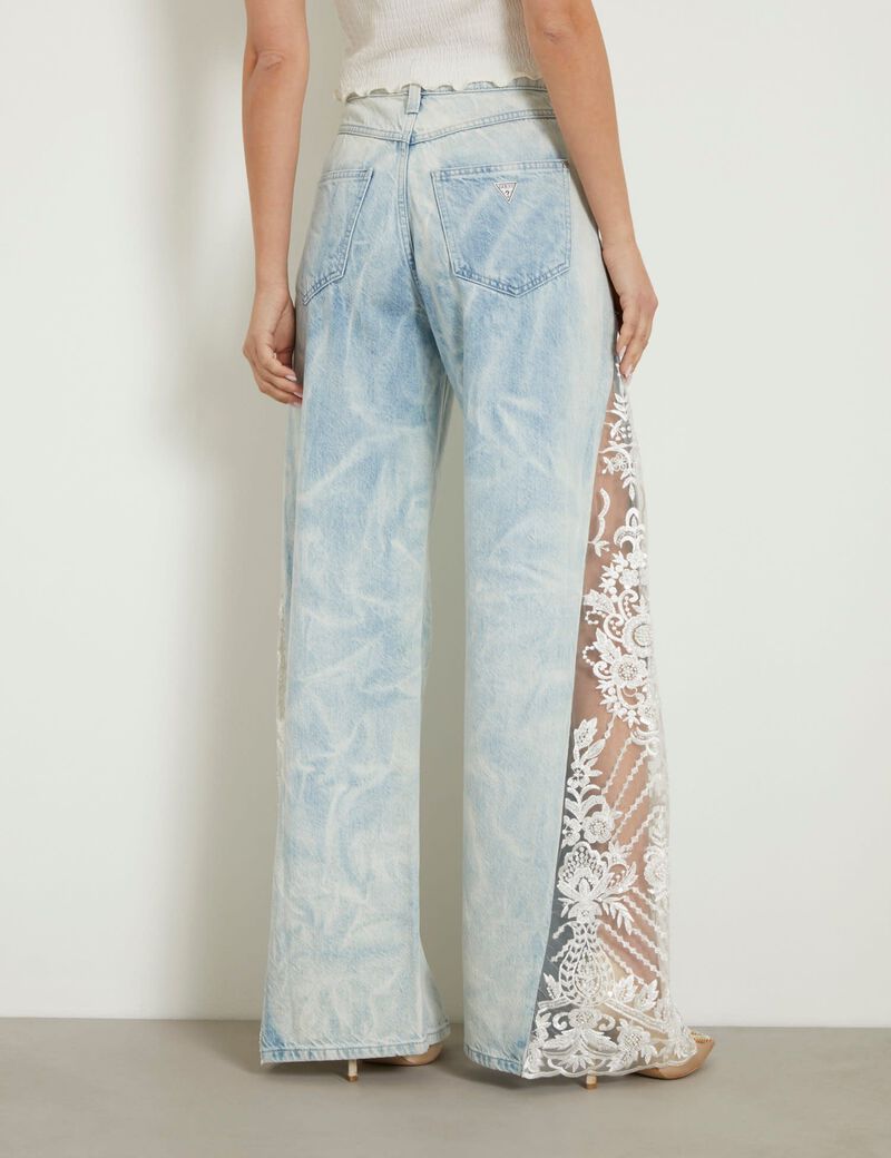 Lace relaxed denim pant