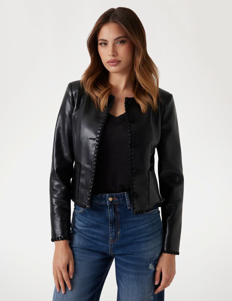 Faux Saffiano leather jacket