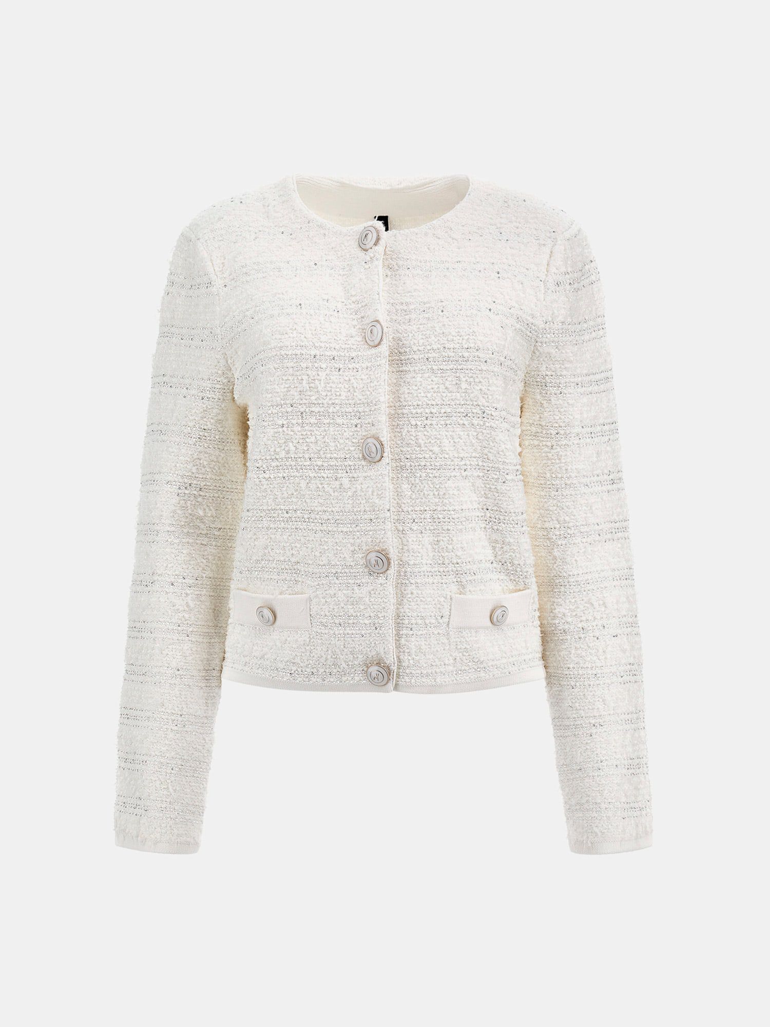 Shop GUESS Marciano bouclé sweater jacket, White | GUESS EGY