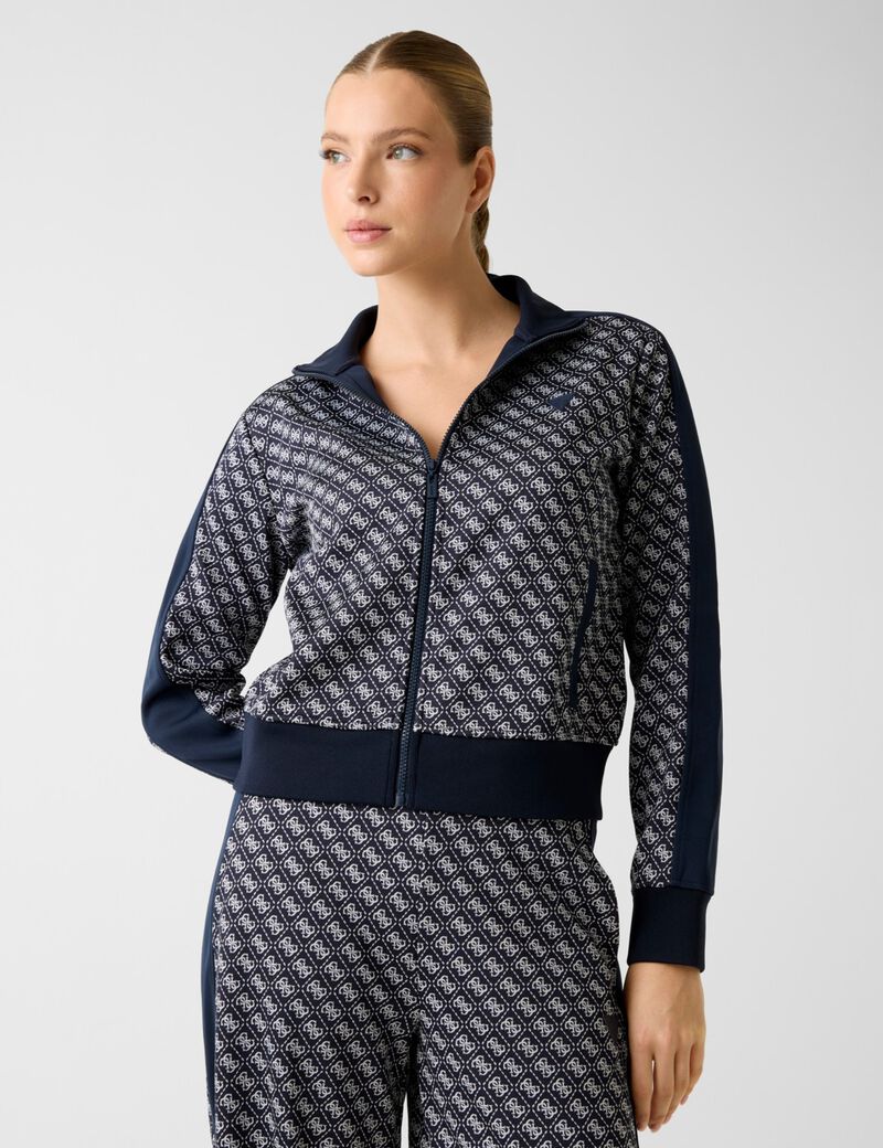Printed logo full-zip sweater