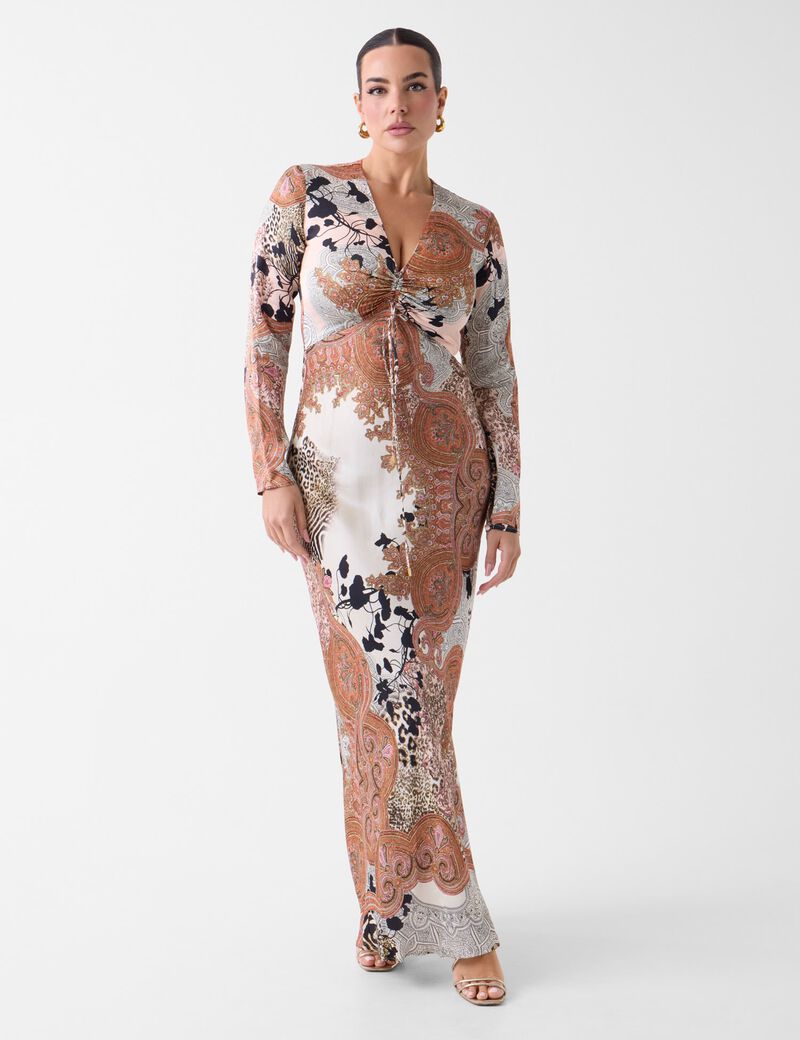 guess marciano print long dress