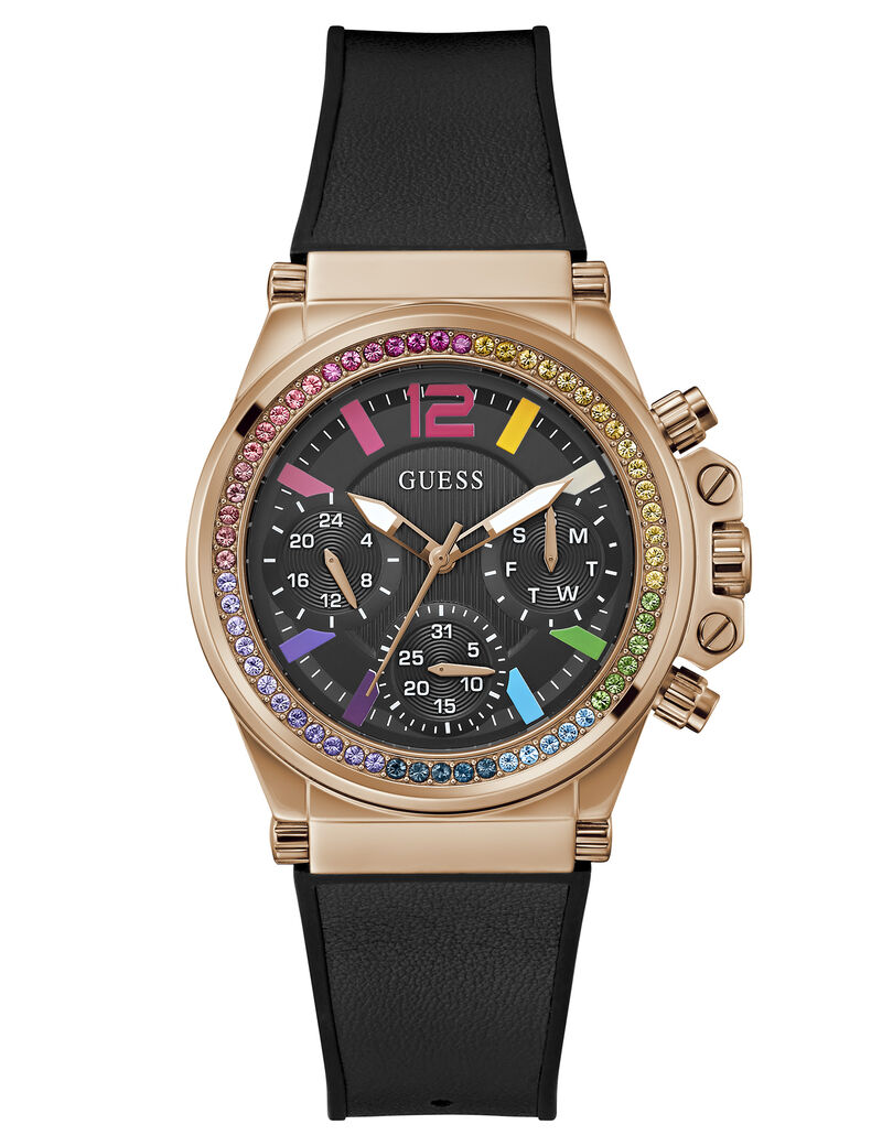 Black Quartz Analog Genuine leather/Silicone Watch