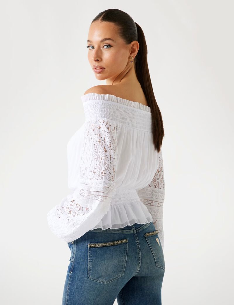 Silk-blend off-shoulder top
