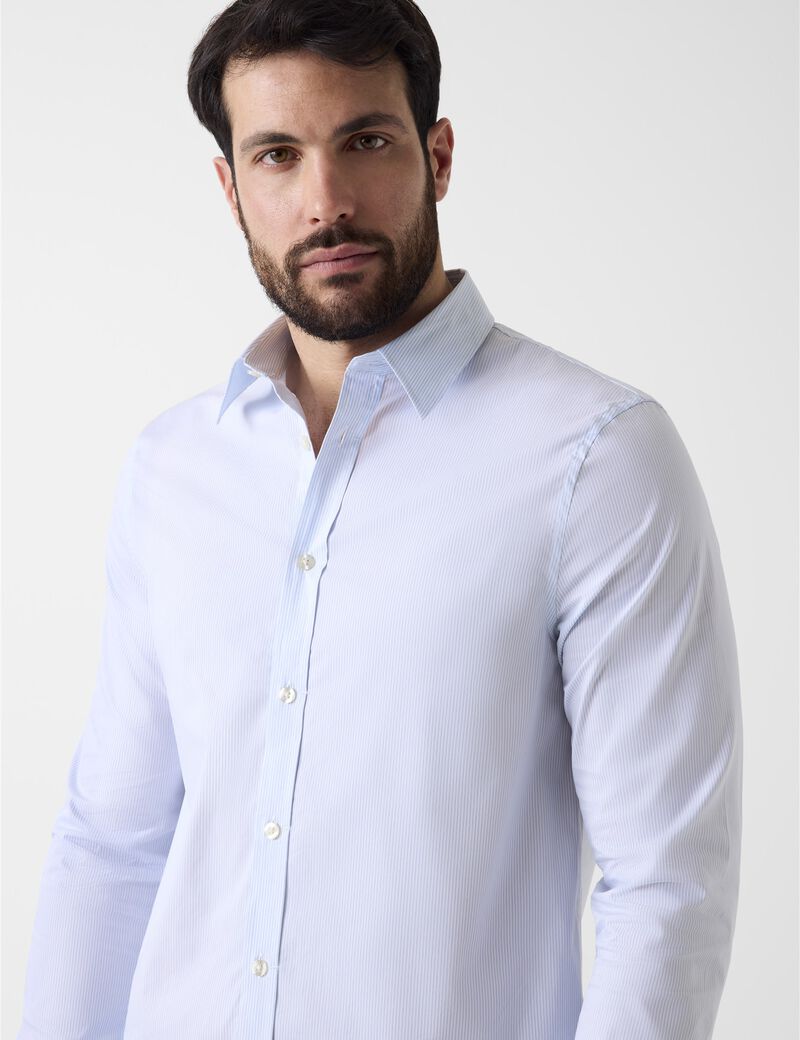 Long-Sleeve micro stripe shirt