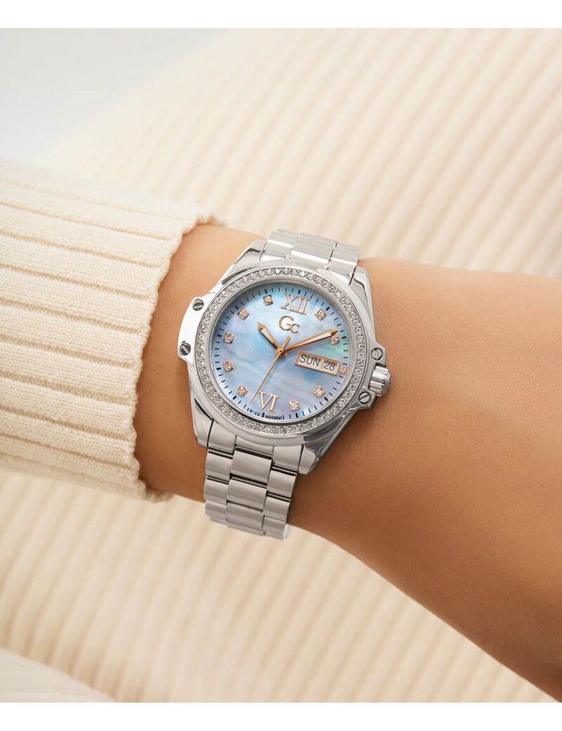 Gc Sportchic Women S 507 Mvmt Blue Dail 10 Amt Silver Stainless Steel Brct