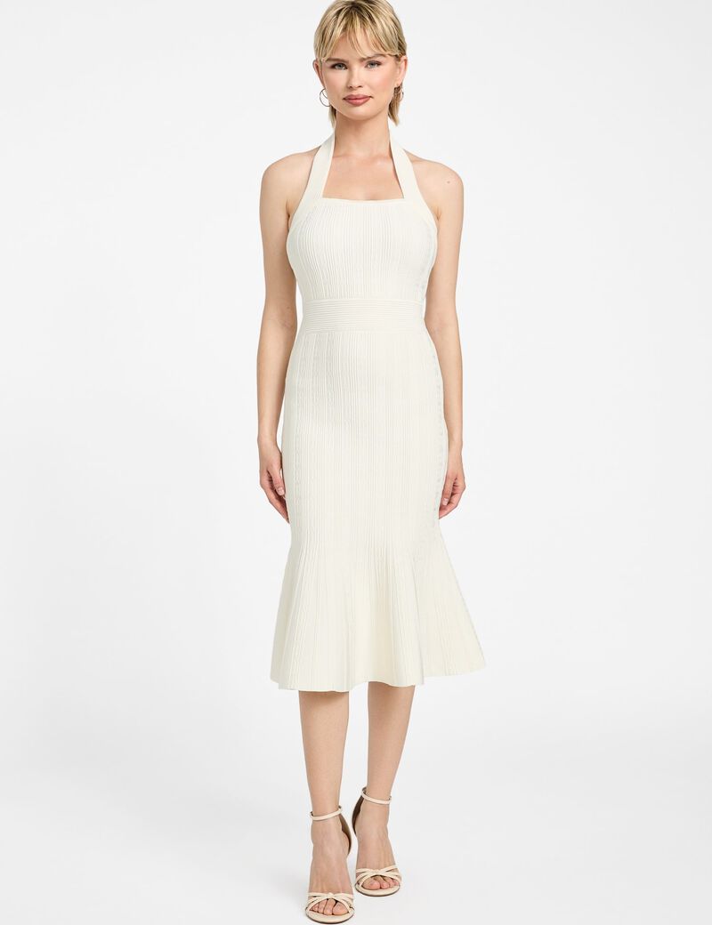 Fit-and-flare midi sweater dress