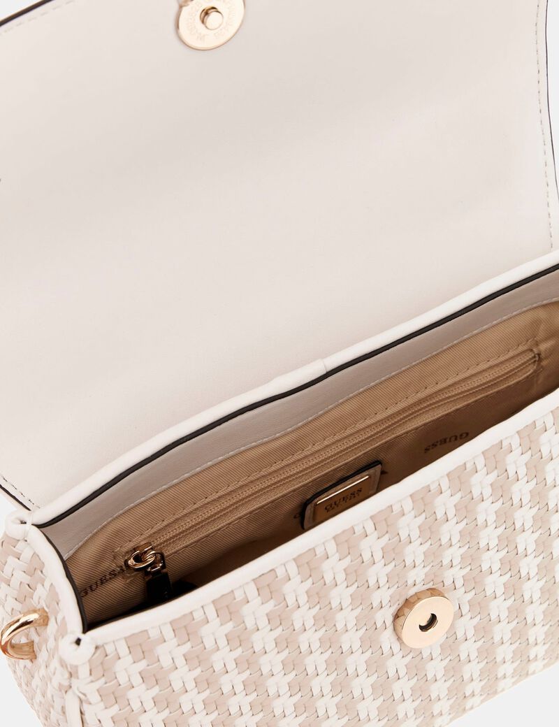 guess mirema woven mini handbag