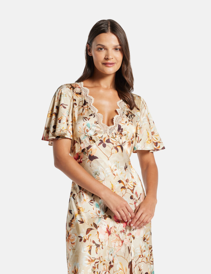 فستان مارتين المنقسم بأكمام طويلة وقصيرة