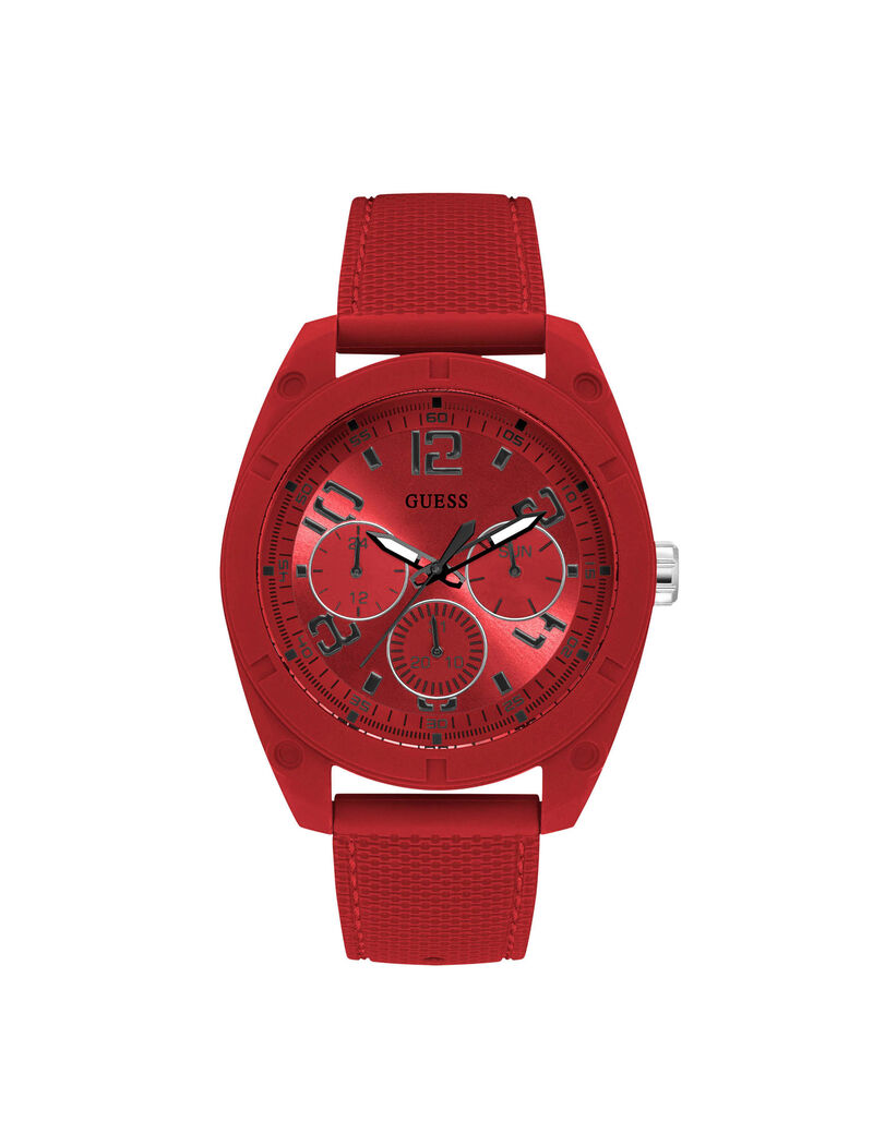ساعة يد متعددة الوظائف باللون الأحمر
