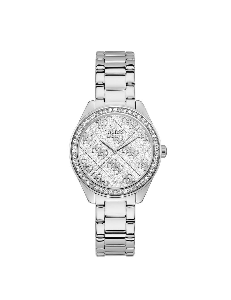 Silver Glitter Logo Watch