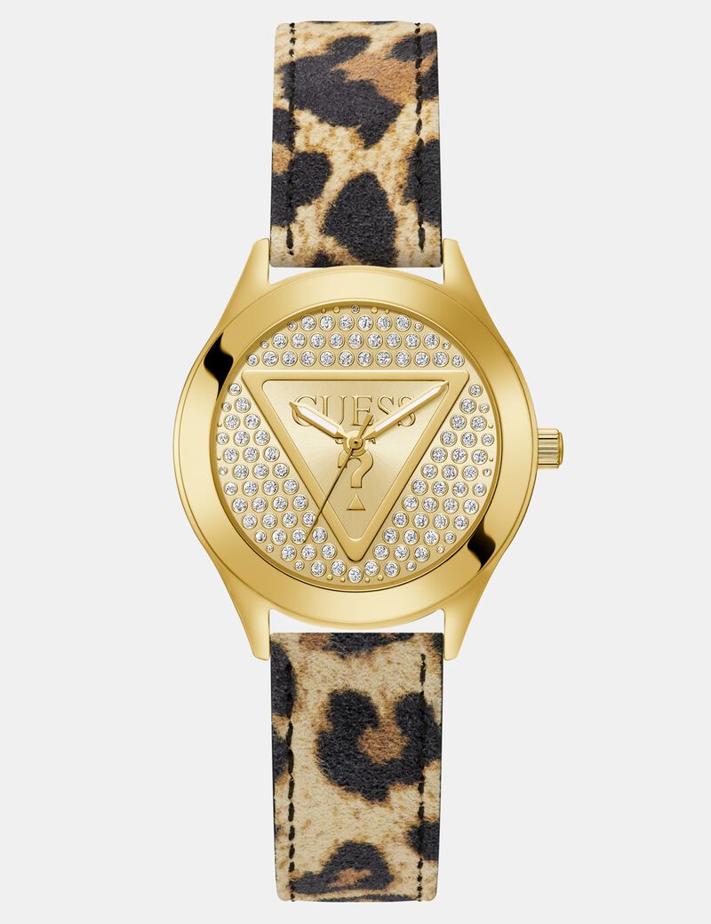 Ladies Leopard Gold Tone Analog Watch