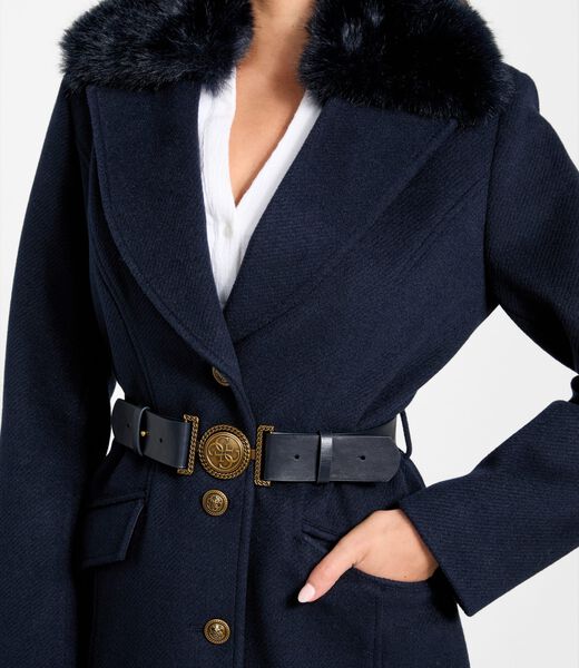 Wool-blend belted coat