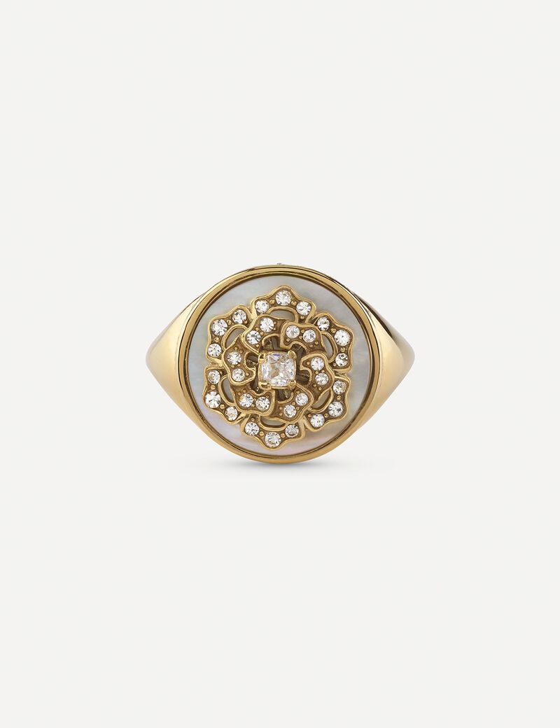 MOP PEONY SIGNET RING