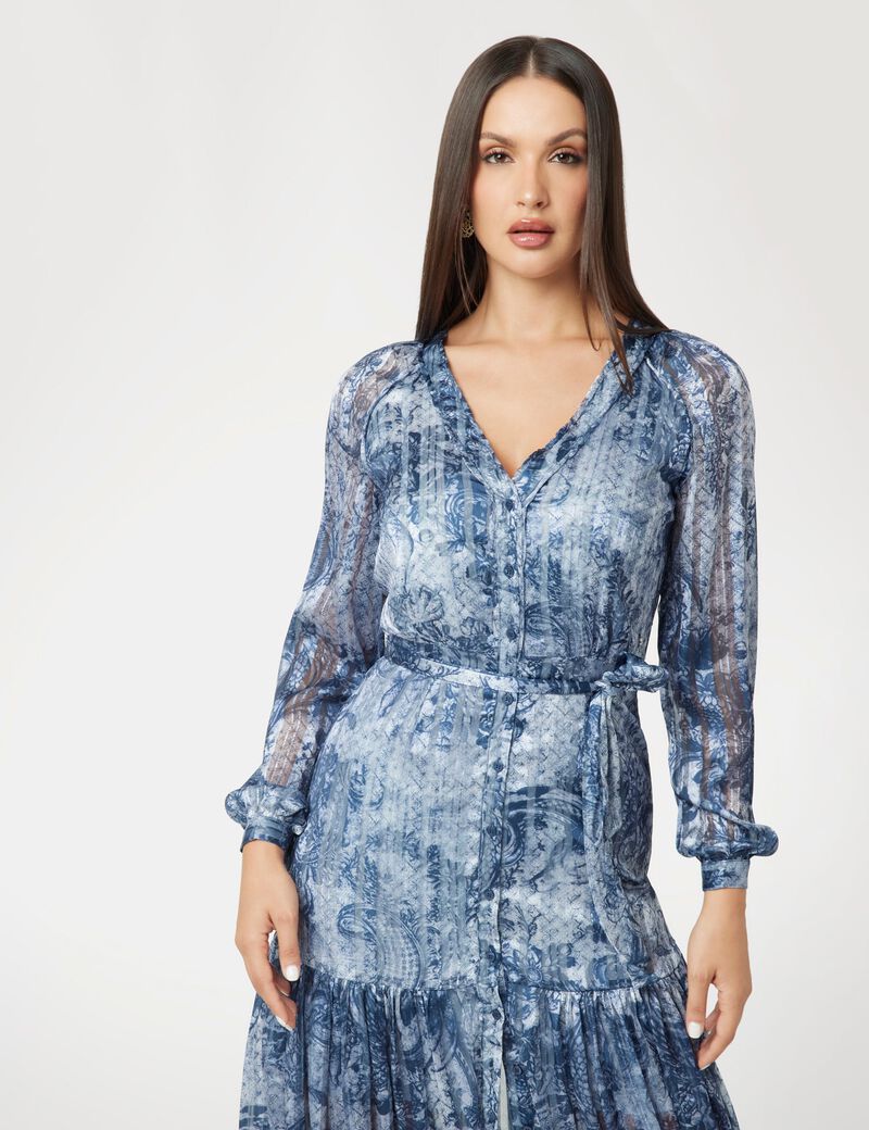 فستان جورجيت طويل مطبوع