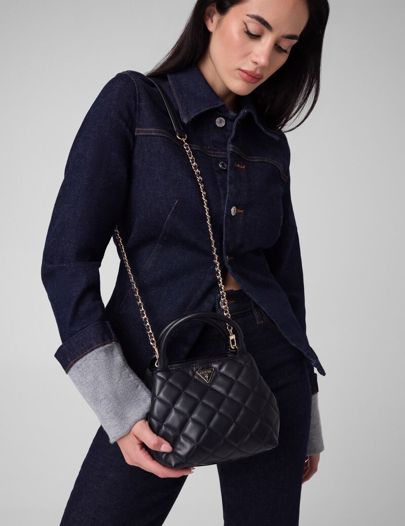 guess juliet quilted mini satchel bag