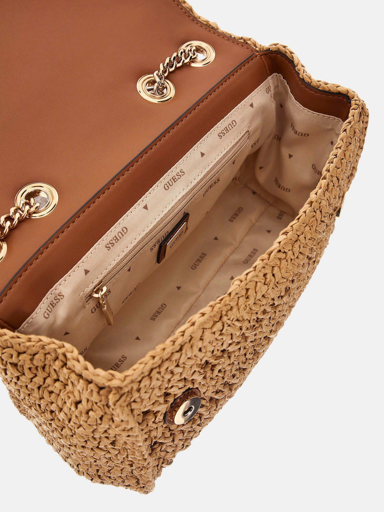 Shop GUESS Irene Raffia Crossbody Bag, Brown | GUESS EGY